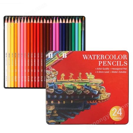 24色水溶性彩铅国潮风HB画笔套装专业美术绘画套装批发